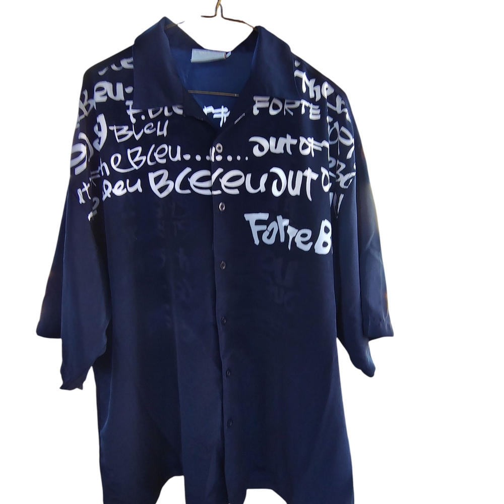Forte Bleu Graphic Button-Up Shirt – Men’s M – Made in Korea (New Without Tags)